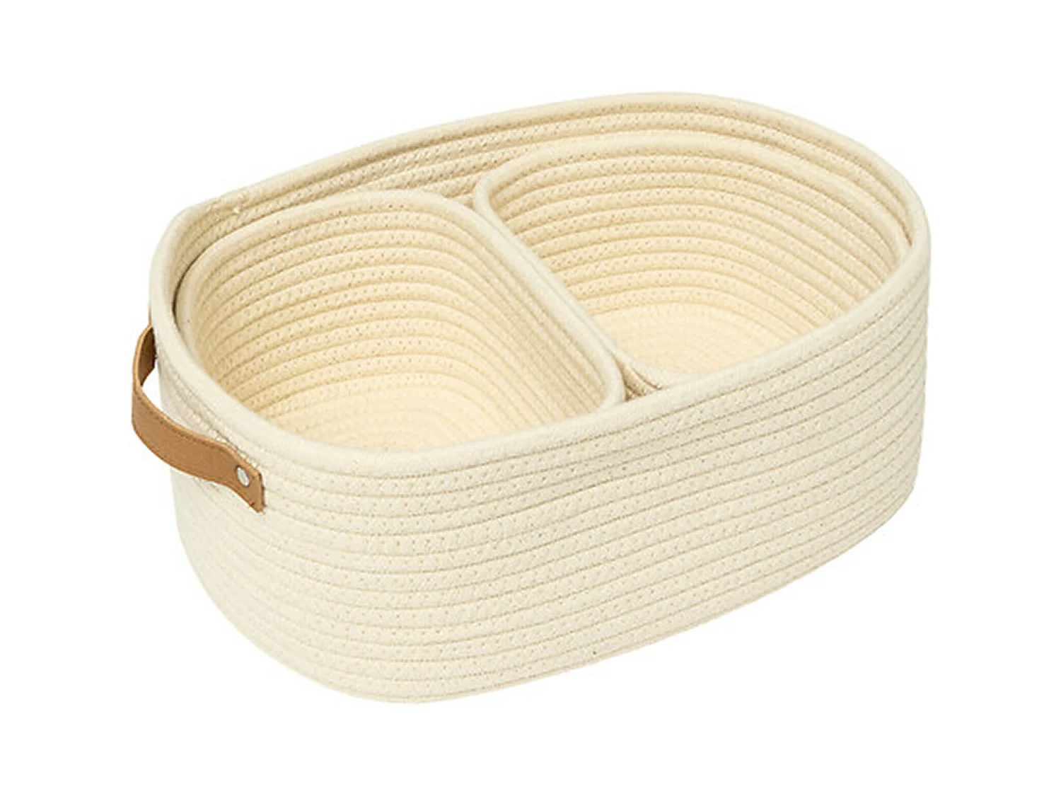 Lot de 3 Paniers de Rangement "Duo" 35cm Ivoire