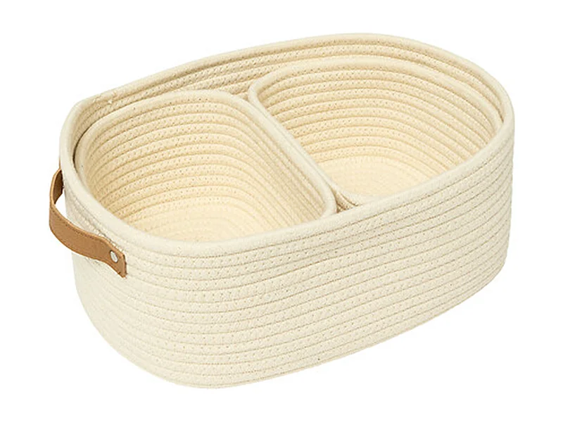 Lot de 3 Paniers de Rangement "Duo" 35cm Ivoire