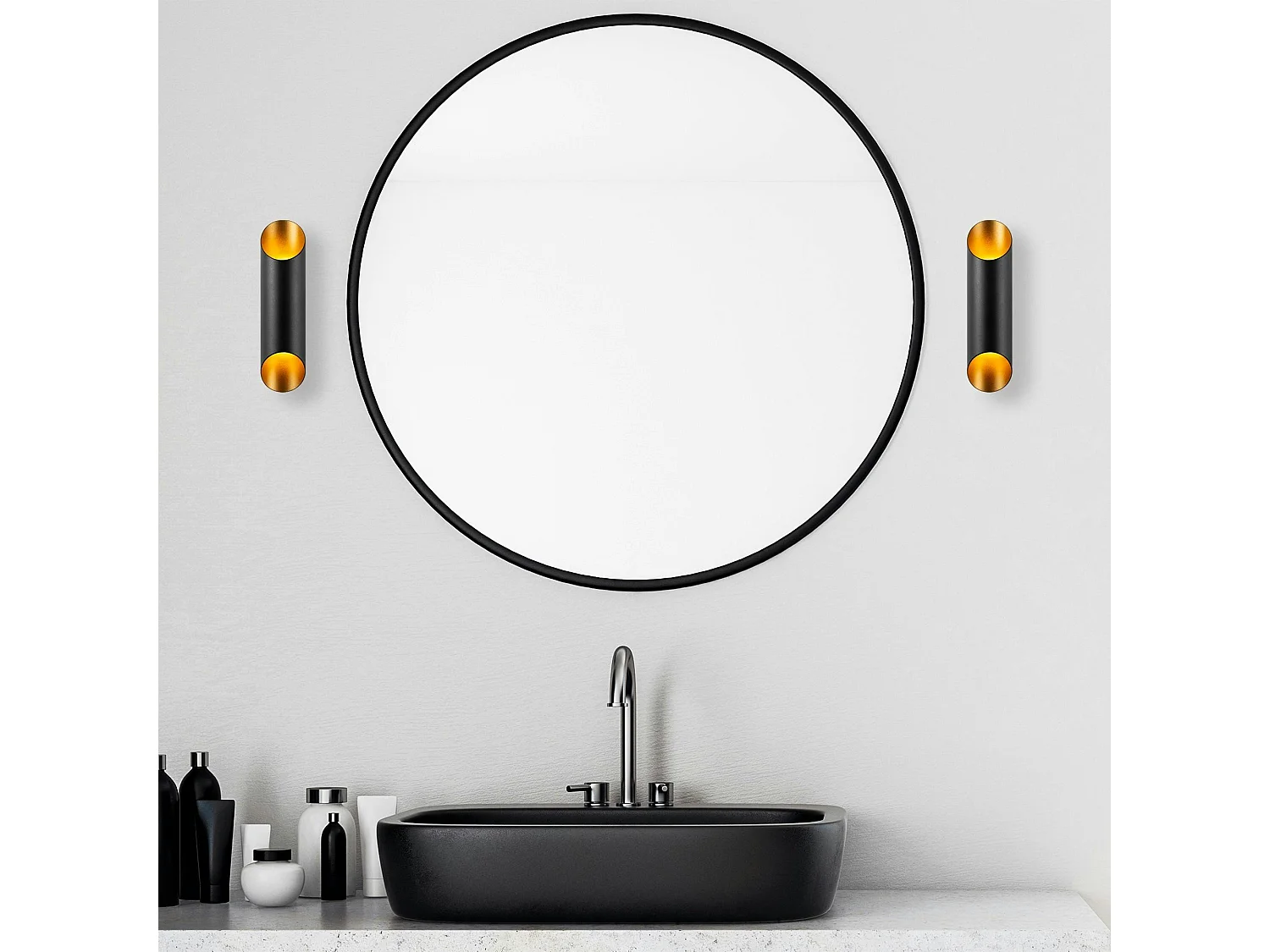 Applique murale design noire, abat-jour cylindrique SINOP