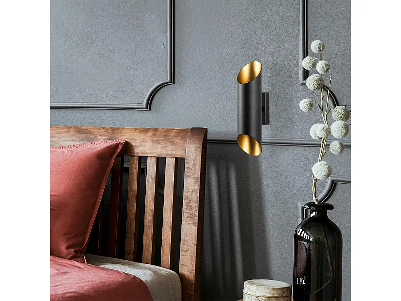 Applique murale design noire, abat-jour cylindrique SINOP