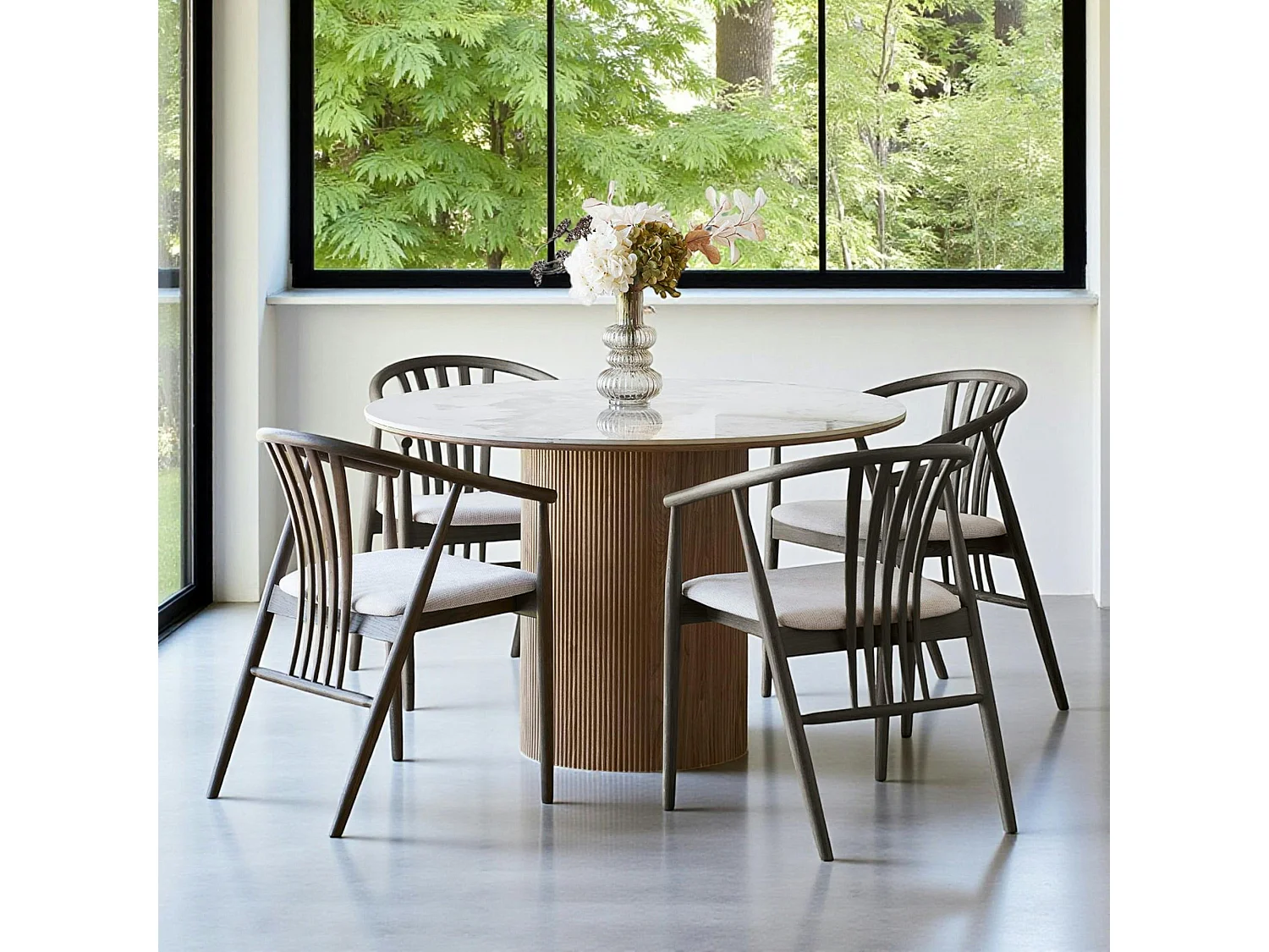 Table à manger ronde en céramique effet marbre Ø120 cm PRATO