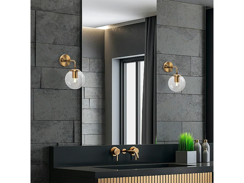 Applique murale vintage, structure dorée globe verre SIERRE