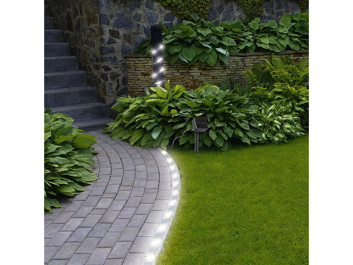 Ruban d'extérieur solaire 90 leds blanc adhésif 300cm avec son capteur