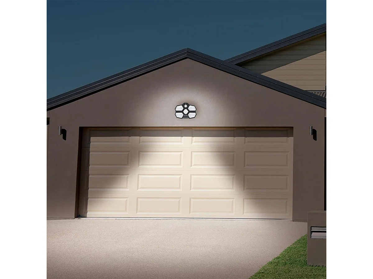 Lampe led solaire extérieur noir éclairage blanc avec détecteur mouvement et luminosité