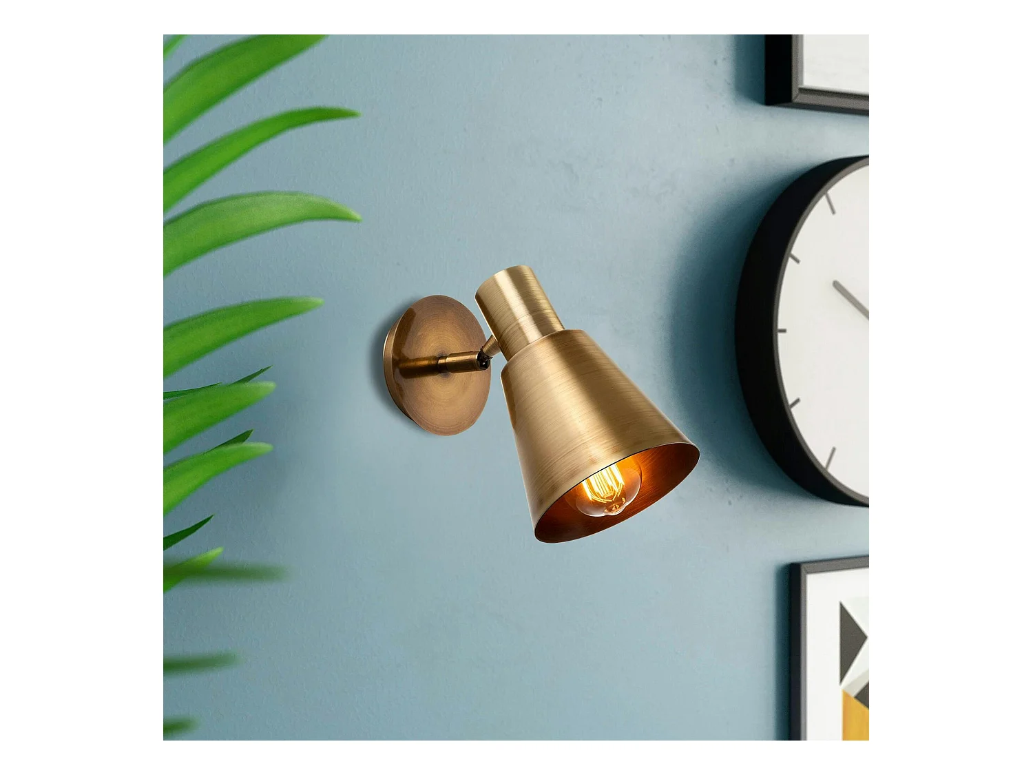 Applique vintage métal brossé, abat-jour cône orientable SILE