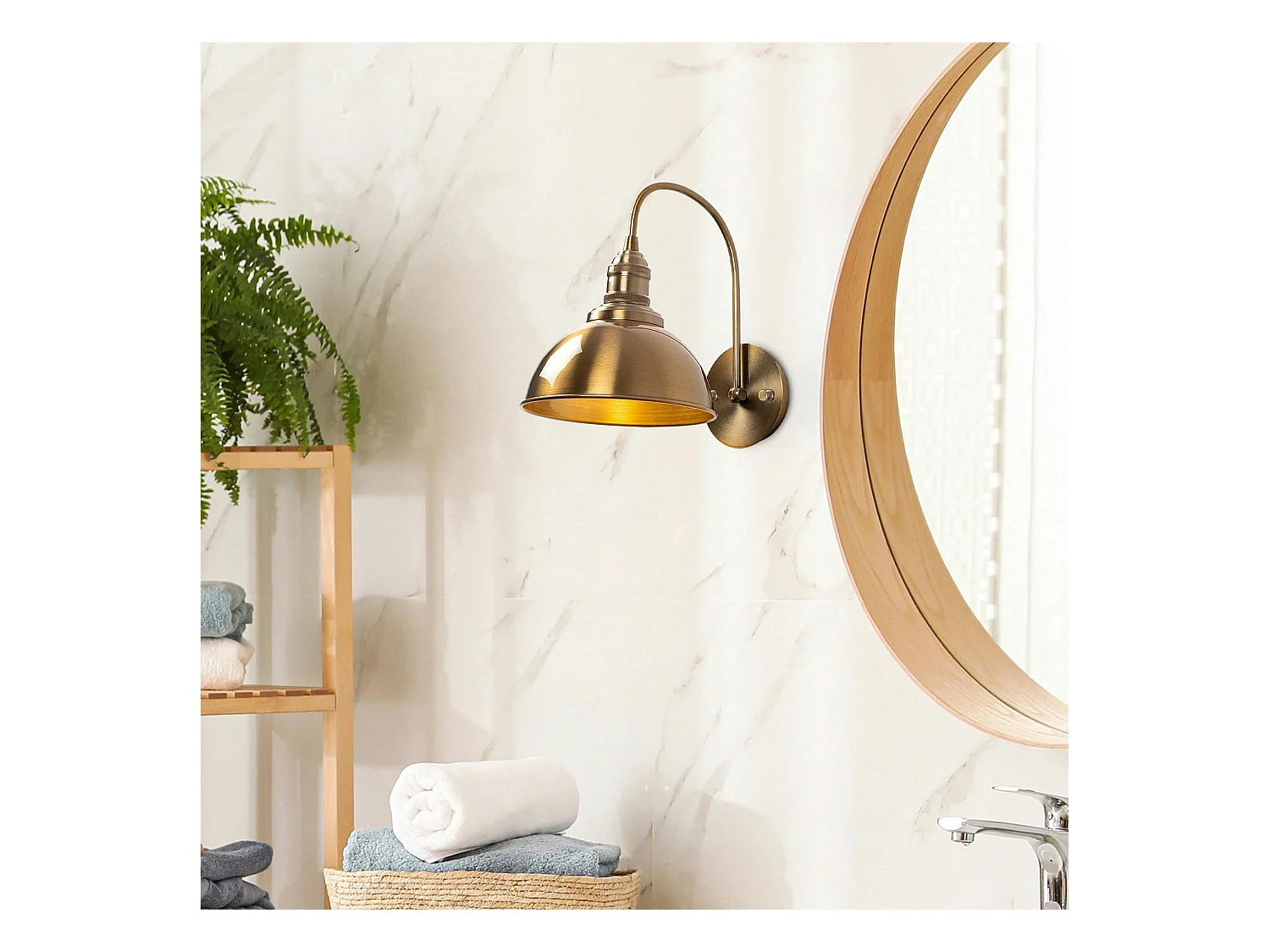 Applique murale vintage dorée, douille décorative SILE