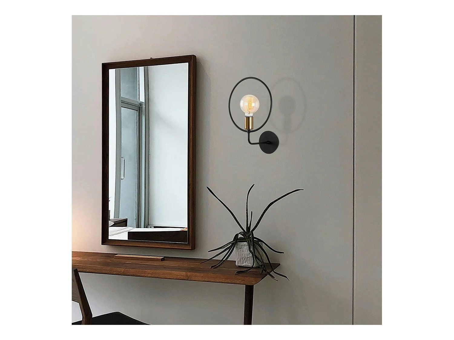 Applique murale design noire, anneau & douille dorée SFAX