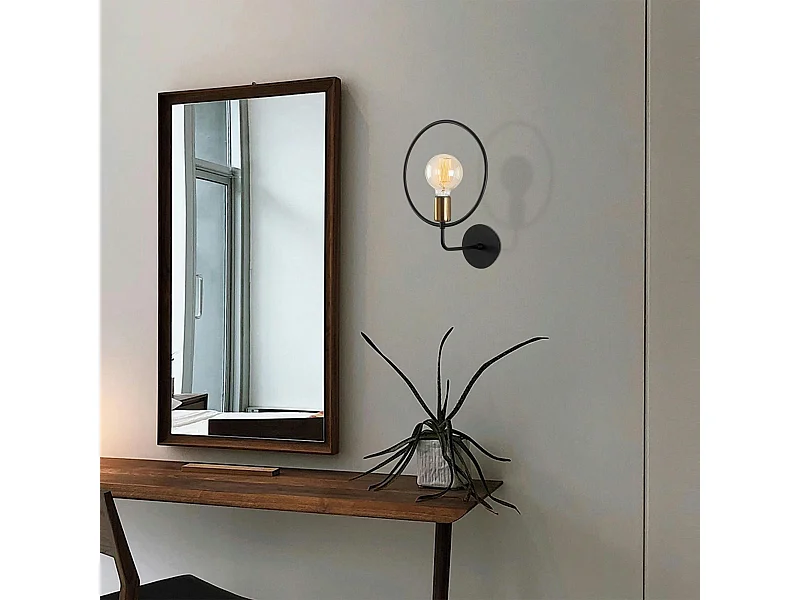 Applique murale design noire, anneau & douille dorée SFAX