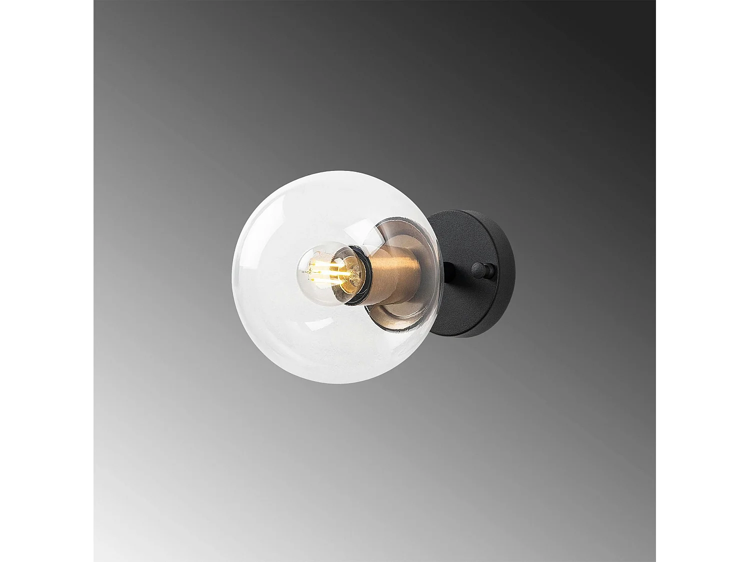 Applique murale moderne, globe transparent douille dorée SIERRE