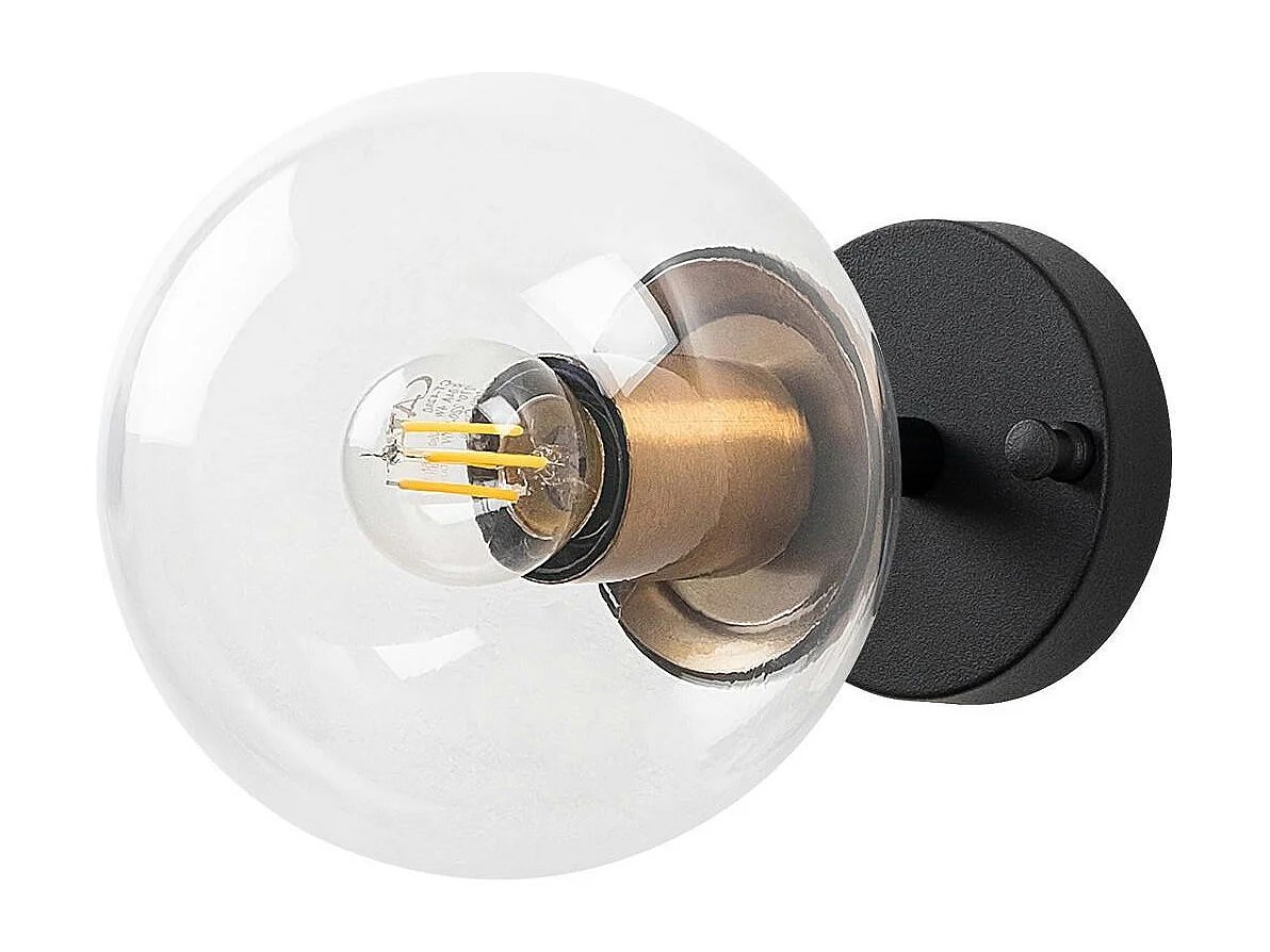 Applique murale moderne, globe transparent douille dorée SIERRE