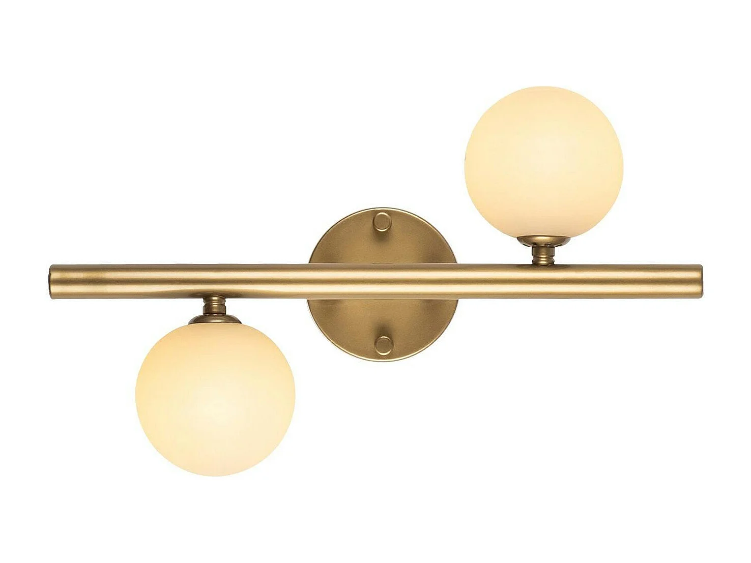 Applique murale art déco dorée, 2 globes blancs L 40 cm SIERRE