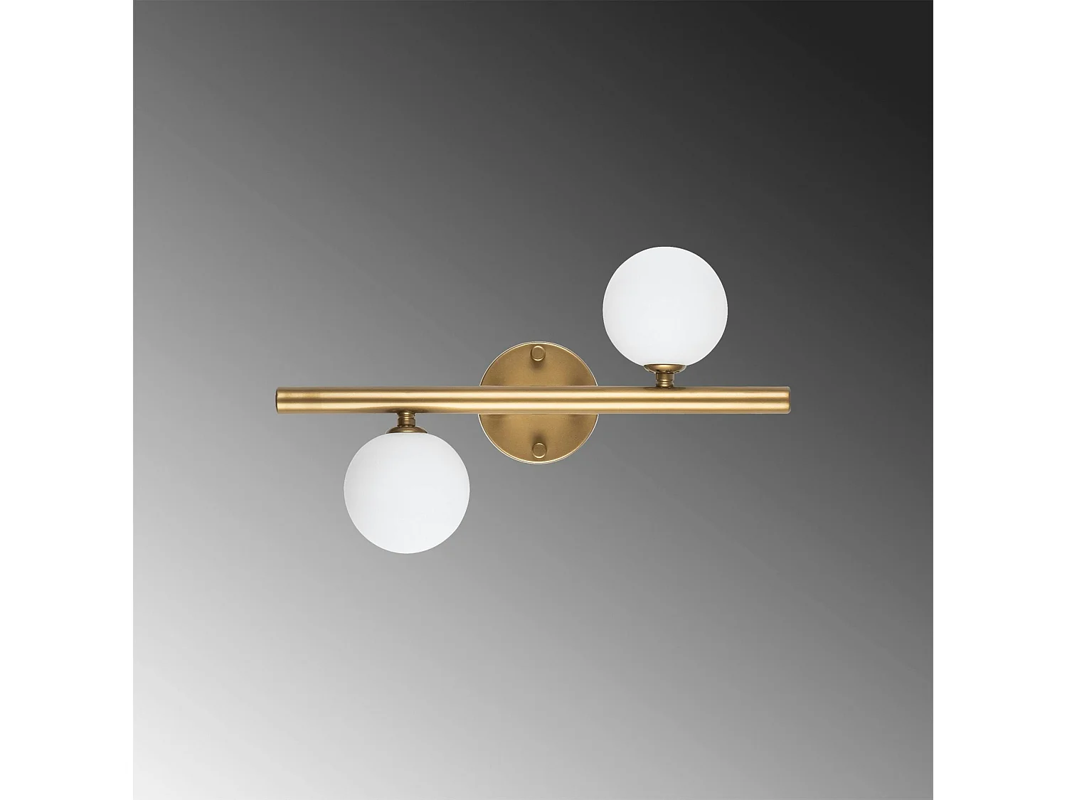 Applique murale art déco dorée, 2 globes blancs L 40 cm SIERRE