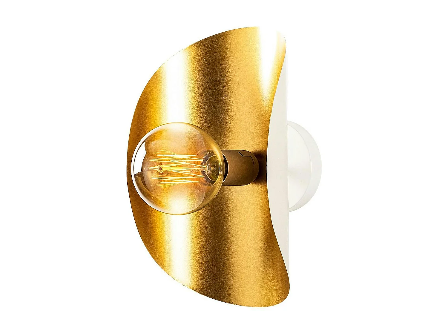 Applique murale design blanc & or, abat-jour galbé SINOP