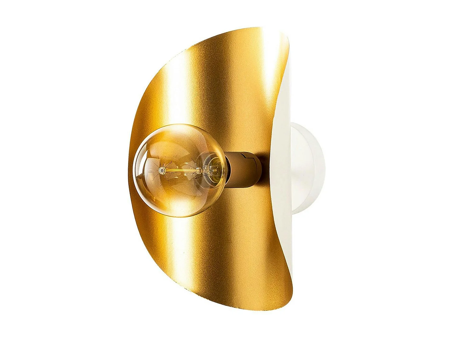 Applique murale design blanc & or, abat-jour galbé SINOP