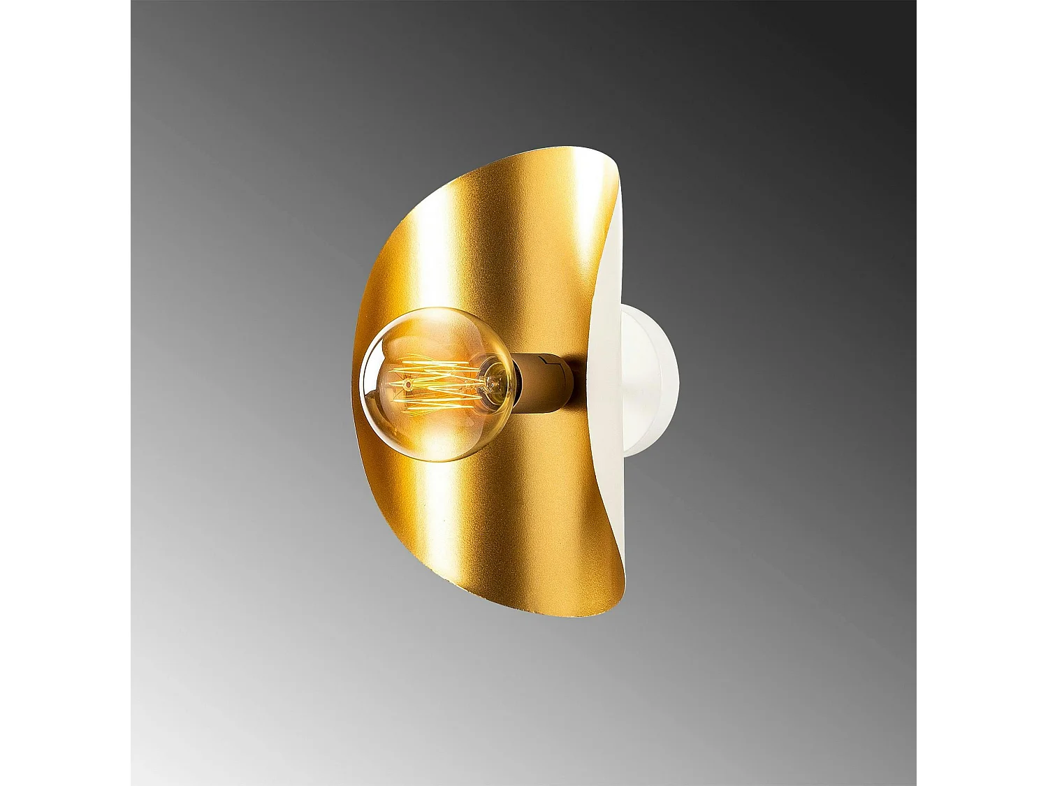 Applique murale design blanc & or, abat-jour galbé SINOP