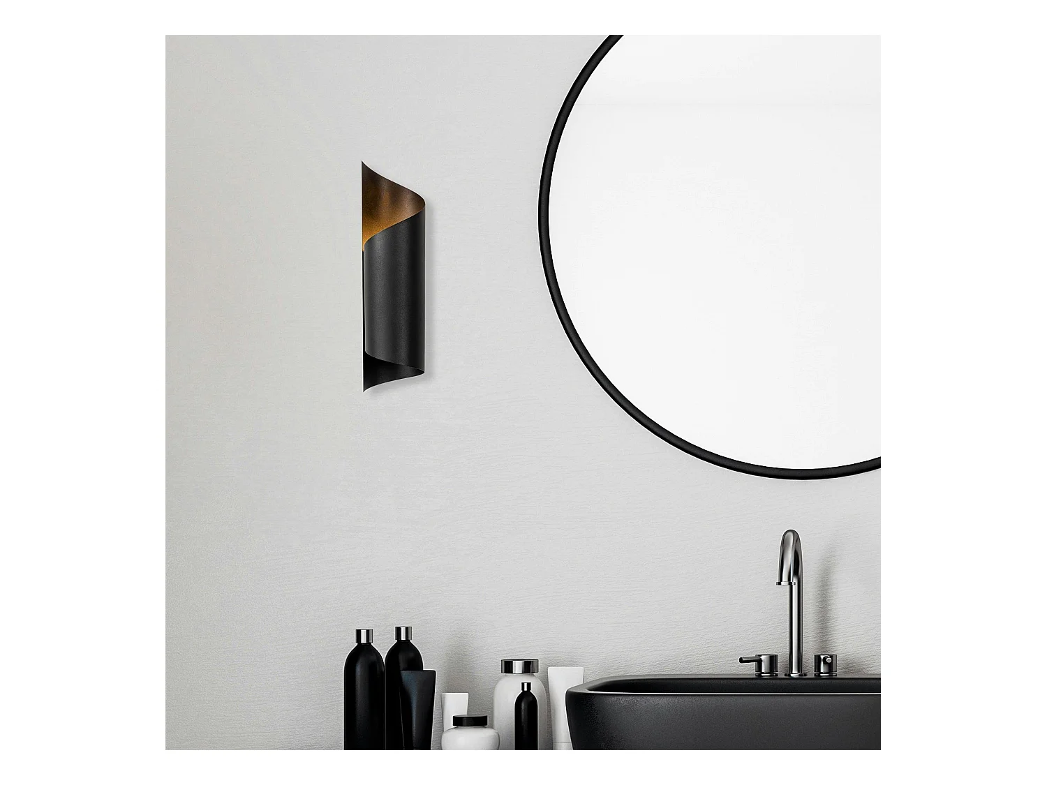 Applique murale design noir & or, abat-jour ruban SINOP