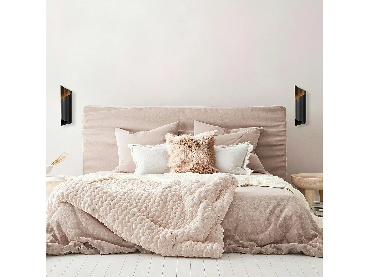 Applique murale design noir & or, abat-jour ruban SINOP