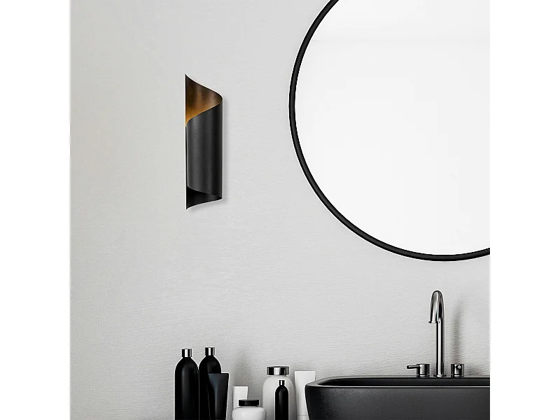 Applique murale design noir & or, abat-jour ruban SINOP