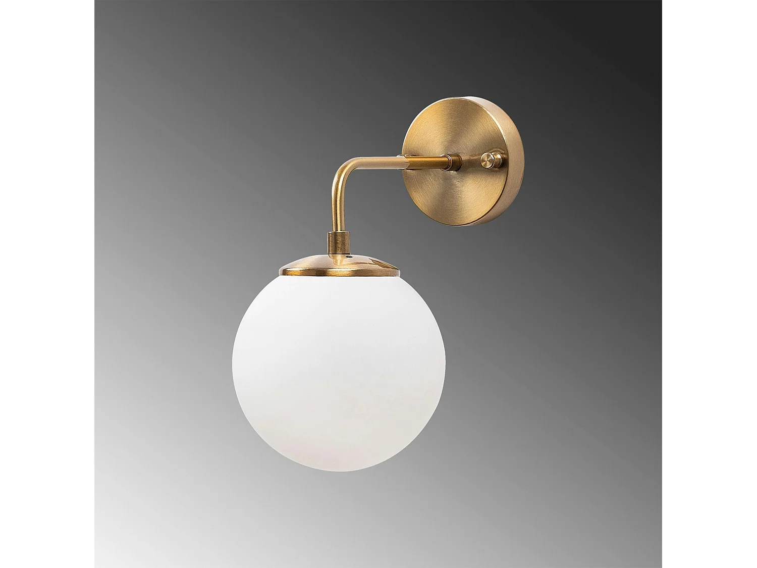 Applique murale vintage, structure dorée globe blanc SIERRE