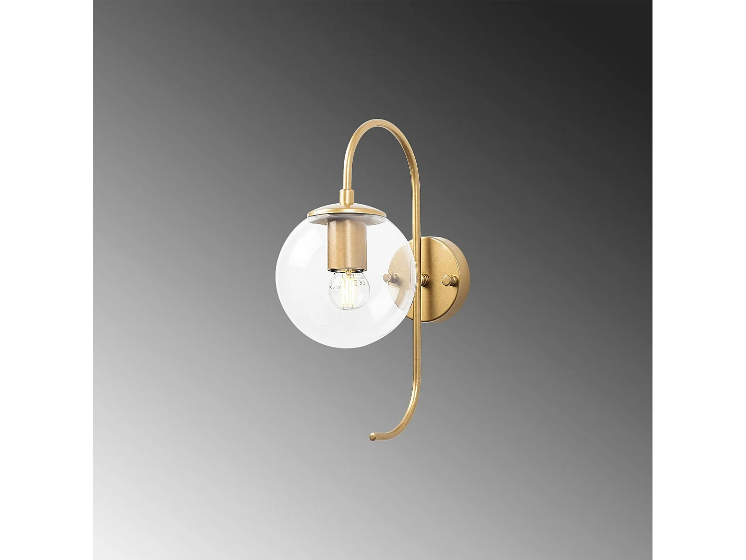 Applique murale moderne dorée, globe verre tige courbe SIERRE