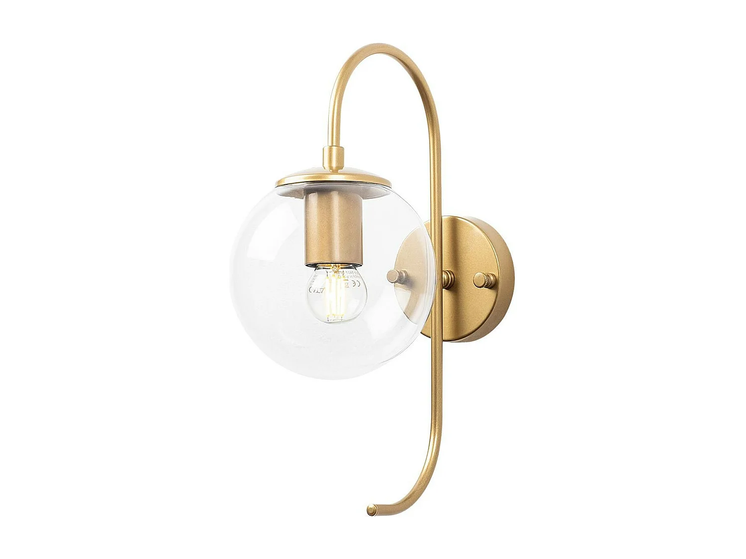 Applique murale moderne dorée, globe verre tige courbe SIERRE