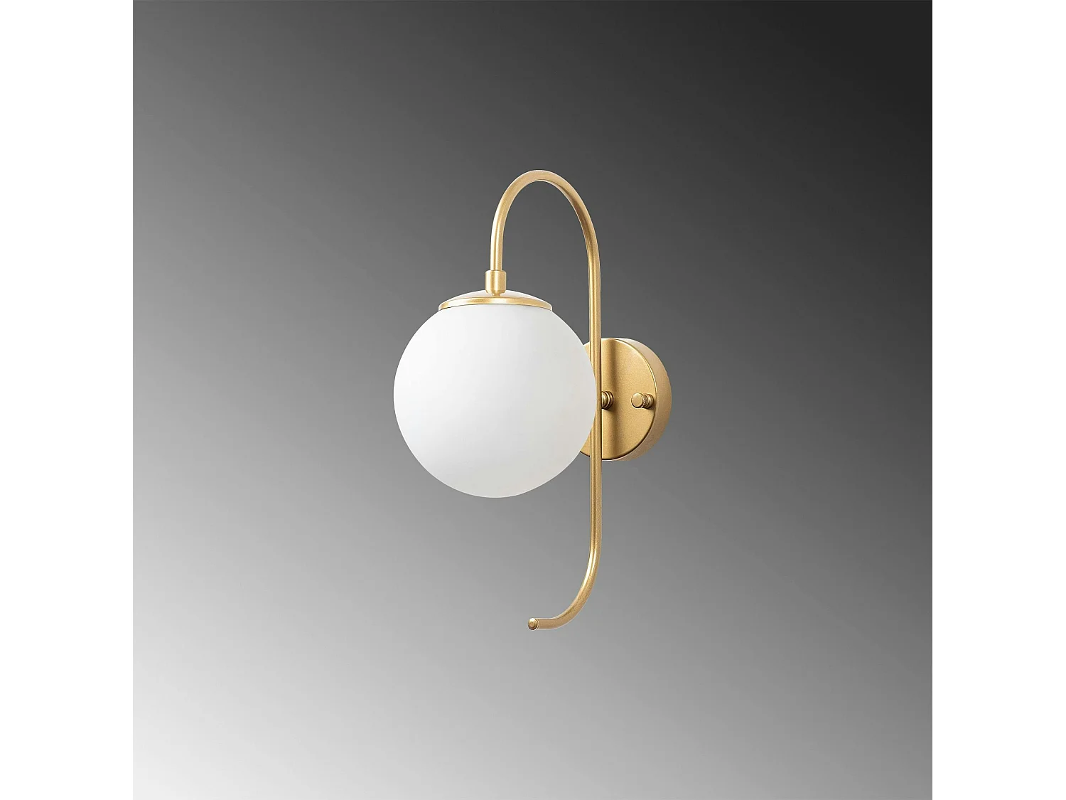 Applique murale moderne dorée, globe blanc tige courbe SIERRE