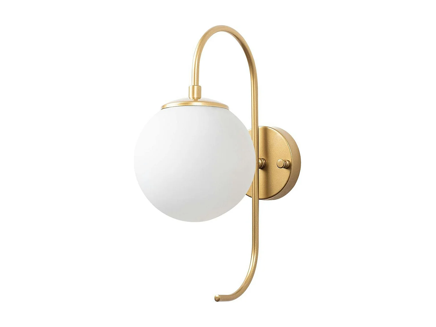 Applique murale moderne dorée, globe blanc tige courbe SIERRE