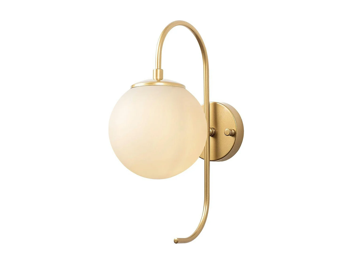 Applique murale moderne dorée, globe blanc tige courbe SIERRE
