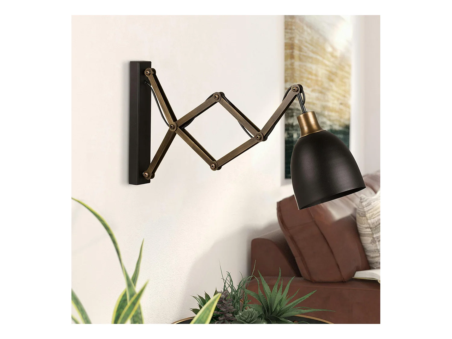 Applique murale vintage noire, accordéon métal vieilli SILE