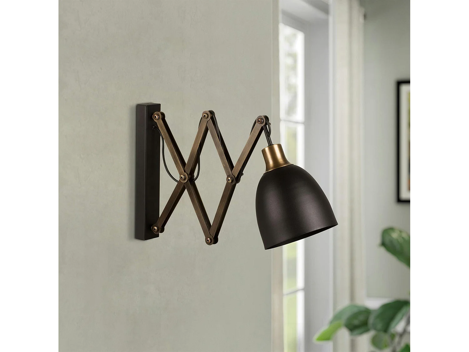 Applique murale vintage noire, accordéon métal vieilli SILE