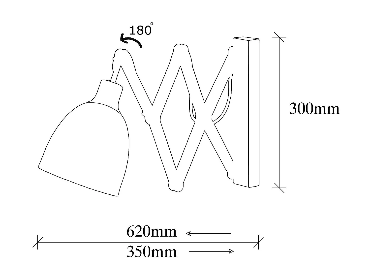 Applique murale vintage noire, accordéon métal vieilli SILE
