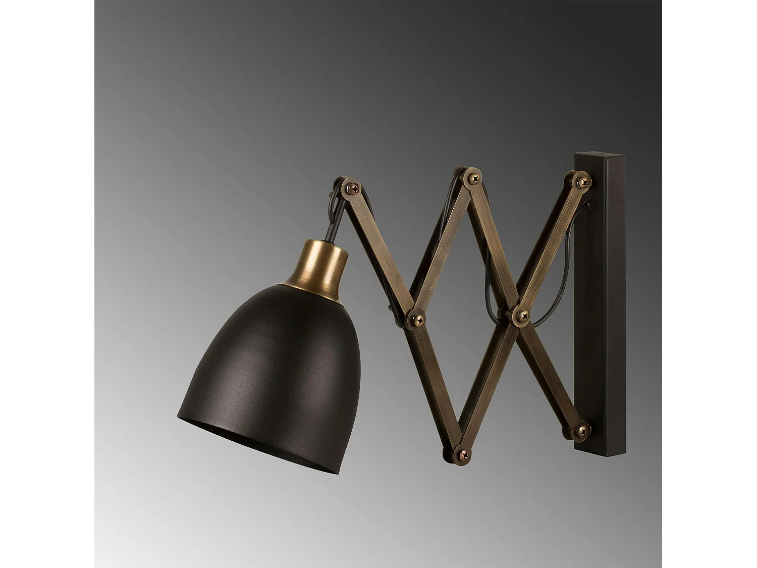 Applique murale vintage noire, accordéon métal vieilli SILE