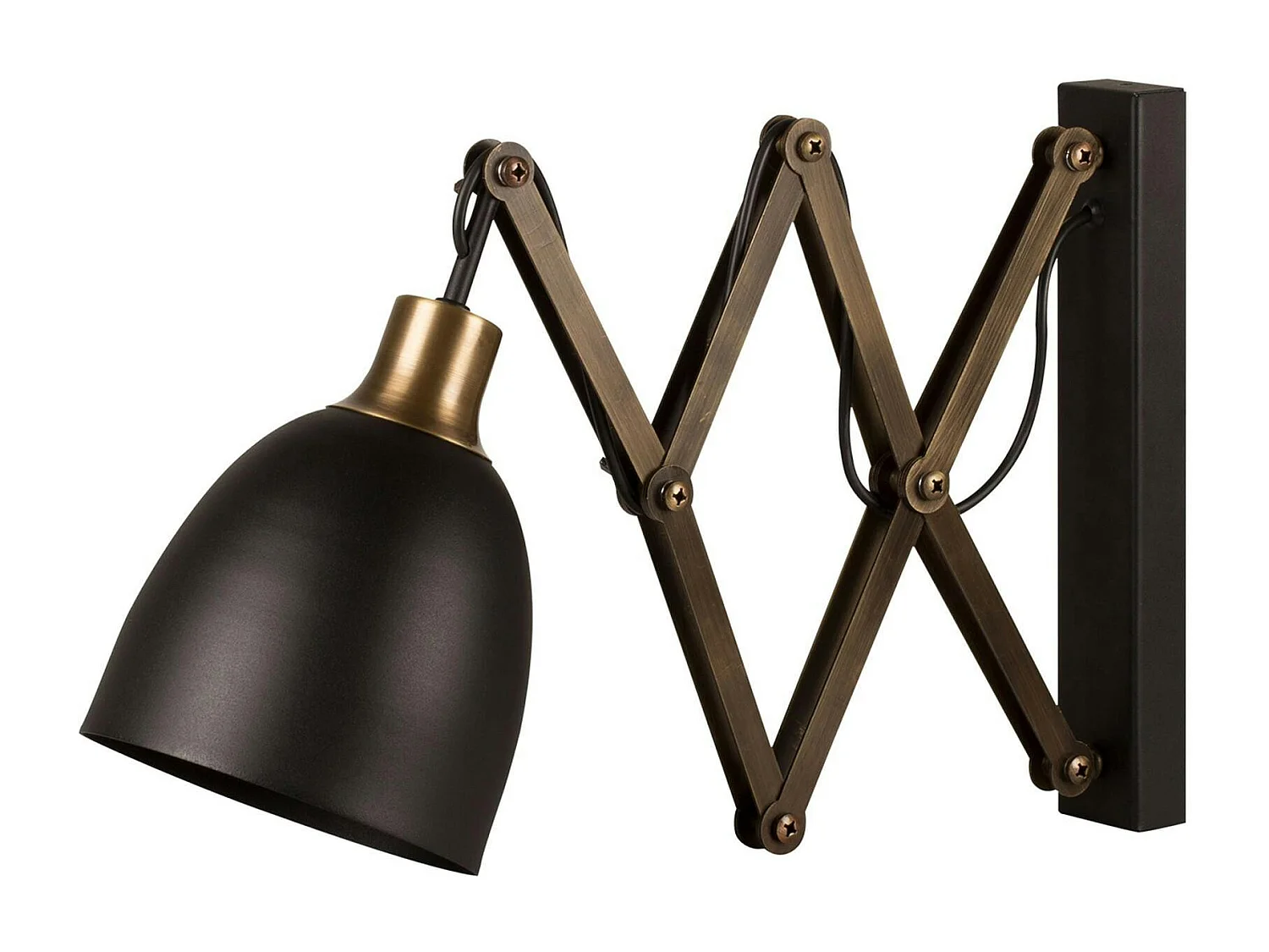 Applique murale vintage noire, accordéon métal vieilli SILE