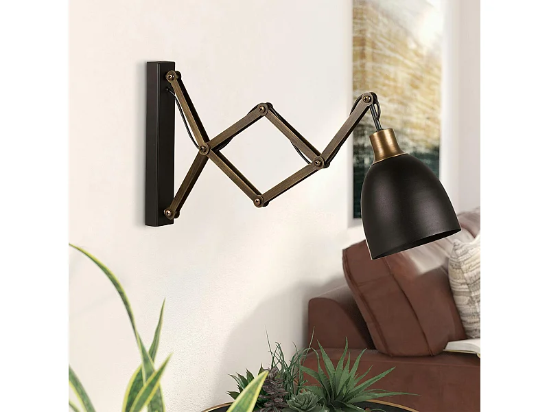 Applique murale vintage noire, accordéon métal vieilli SILE