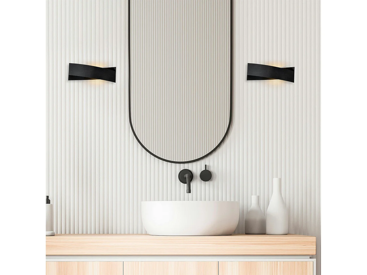 Applique murale design noire, nœud stylisé 35 cm SFAX