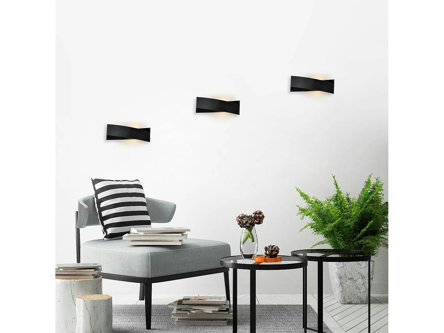 Applique murale design noire, nœud stylisé 35 cm SFAX