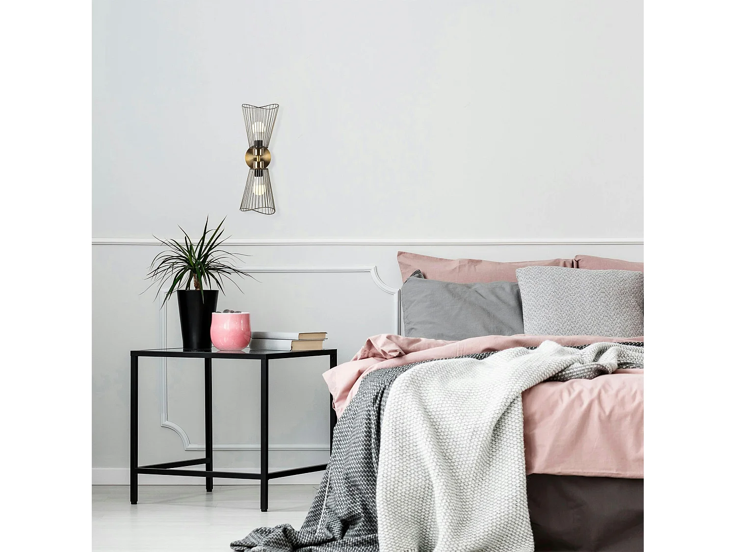 Applique murale vintage cuivrée, lanterne filaire SFAX