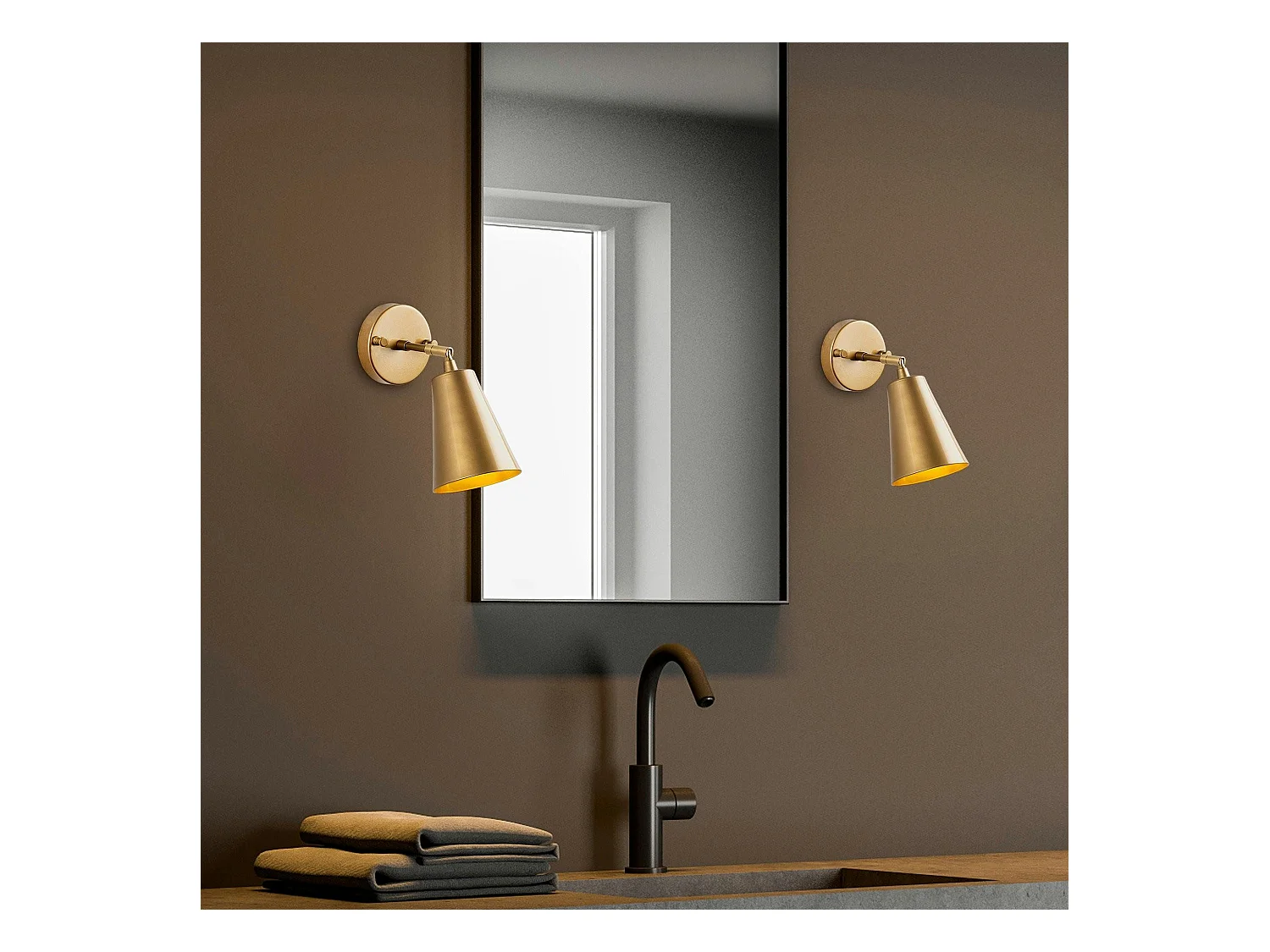 Applique murale moderne dorée, abat-jour orientable SFAX