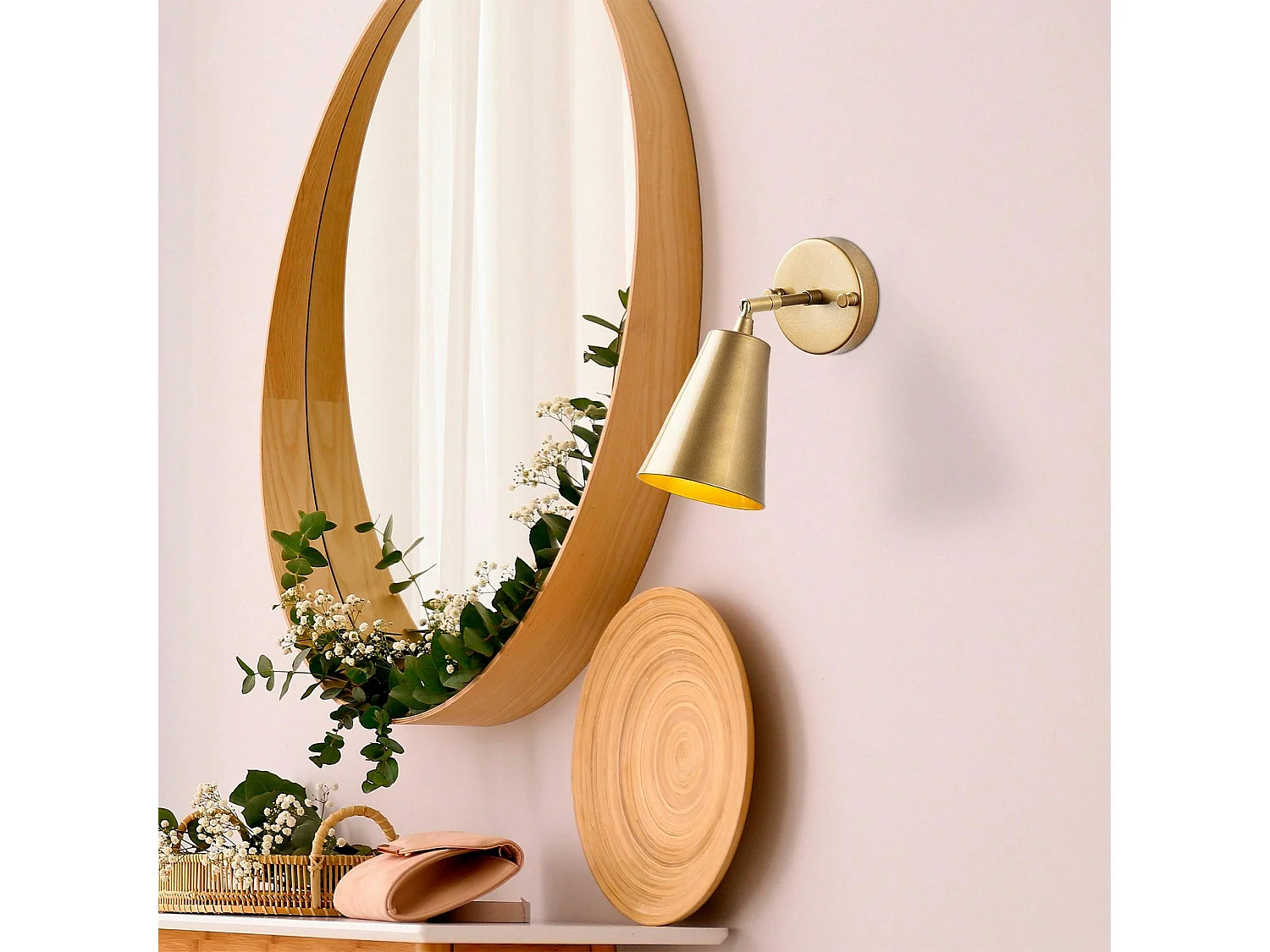 Applique murale moderne dorée, abat-jour orientable SFAX