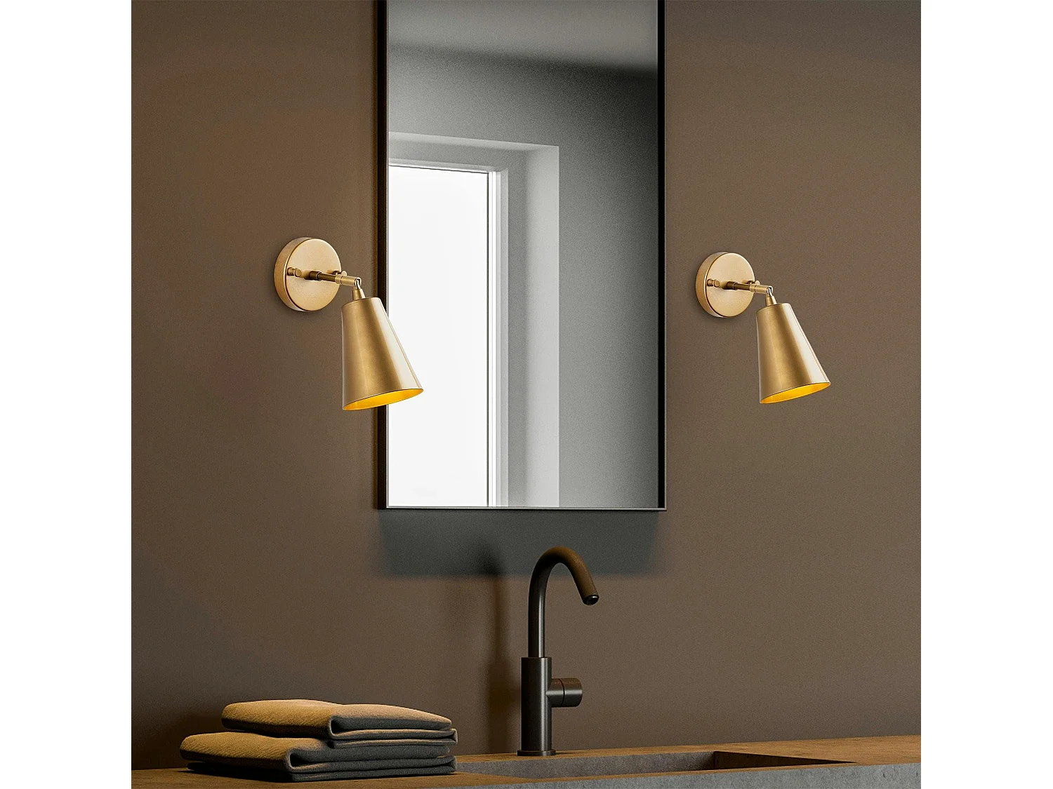 Applique murale moderne dorée, abat-jour orientable SFAX