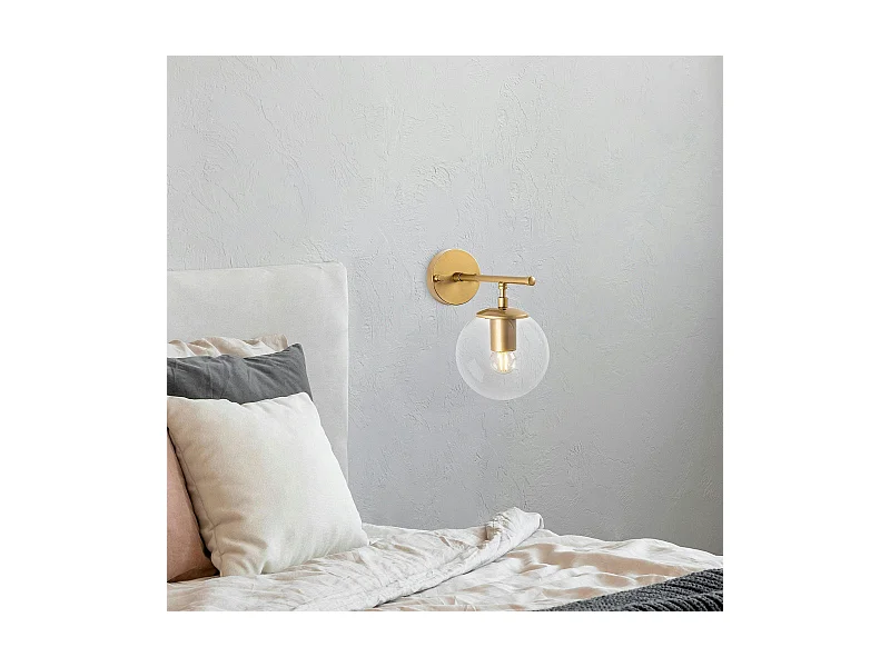 Applique murale moderne dorée, globe verre sur tige SIERRE