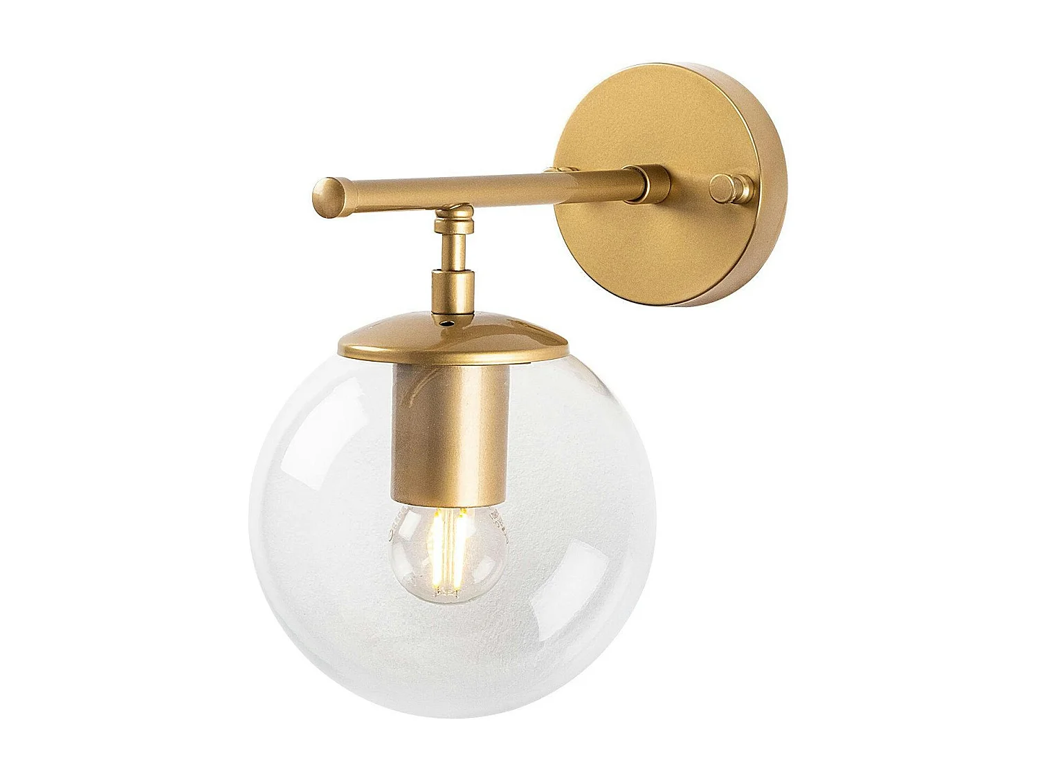 Applique murale moderne dorée, globe verre sur tige SIERRE