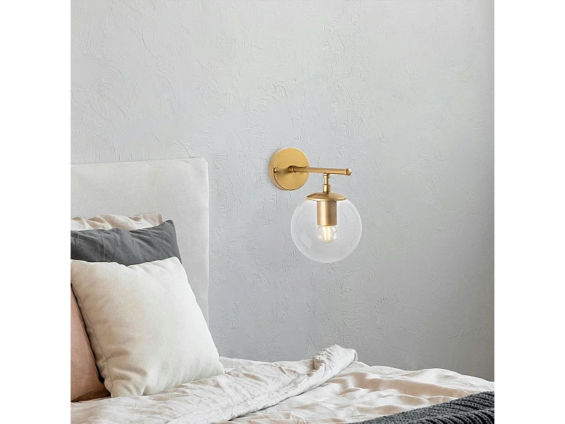 Applique murale moderne dorée, globe verre sur tige SIERRE