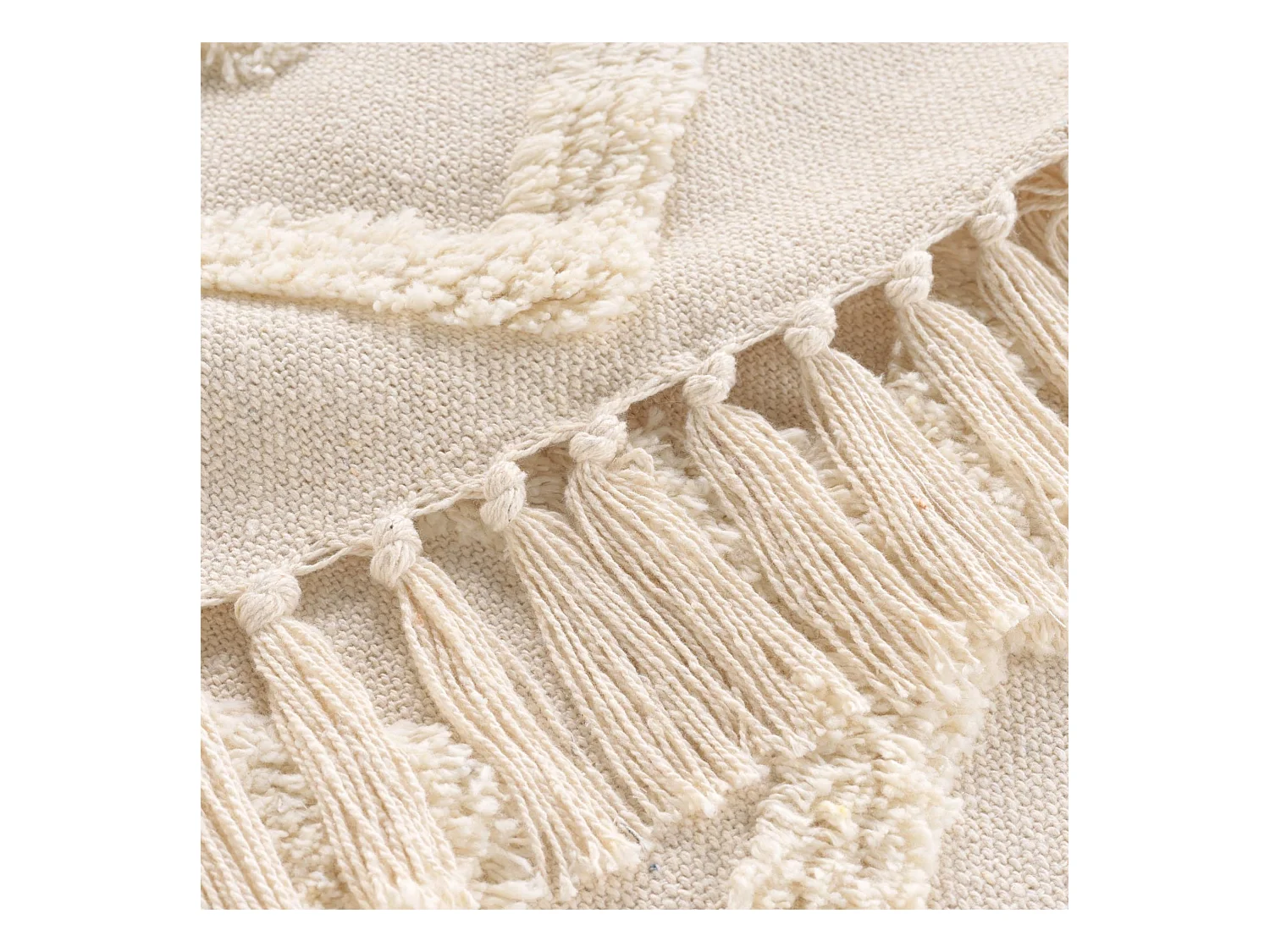 Plaid mit Fransen Inca 125x150cm Beige Weichheit und Absoluter Komfort