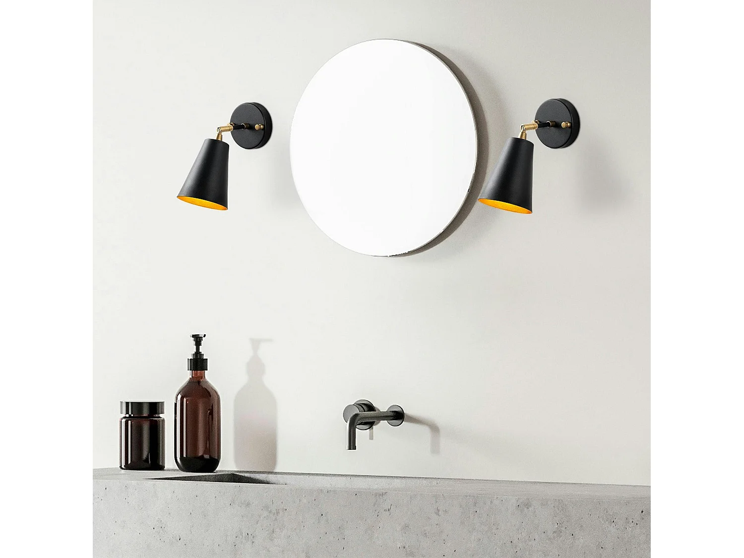 Applique murale moderne noire, abat-jour orientable SFAX