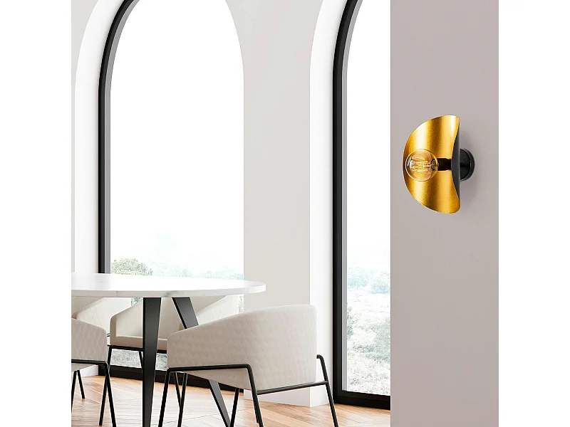 Applique murale design noir & or, abat-jour galbé SINOP