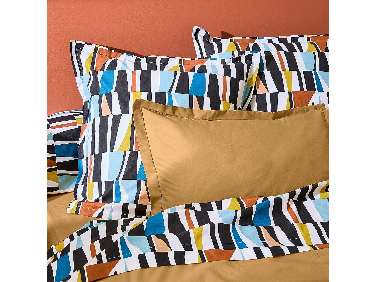 Parure de lit 300x240 cm 65x65 cm pur coton PIETRO multicolore 3 pièces