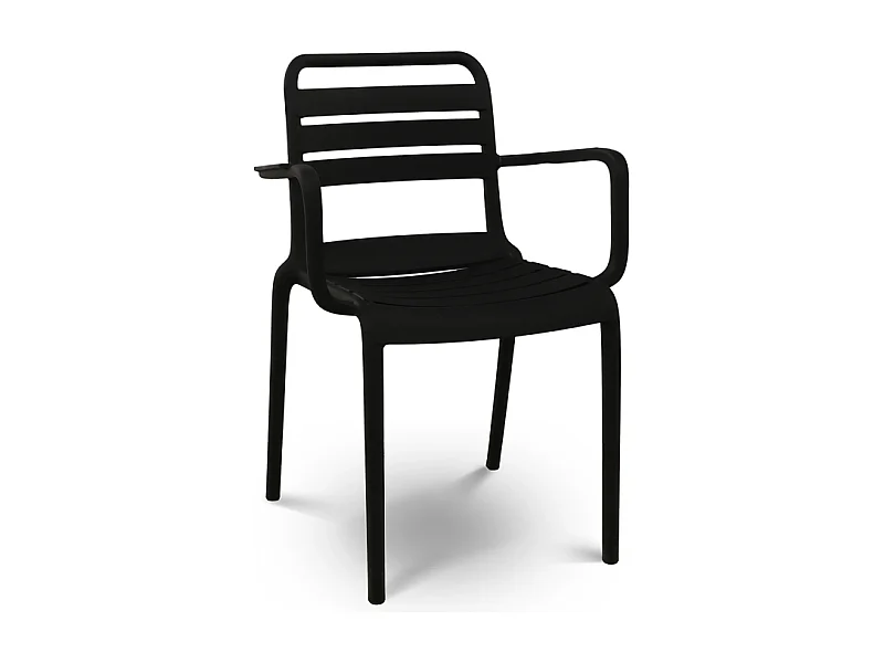 Chaise de jardin empilable PP noir Ambiance