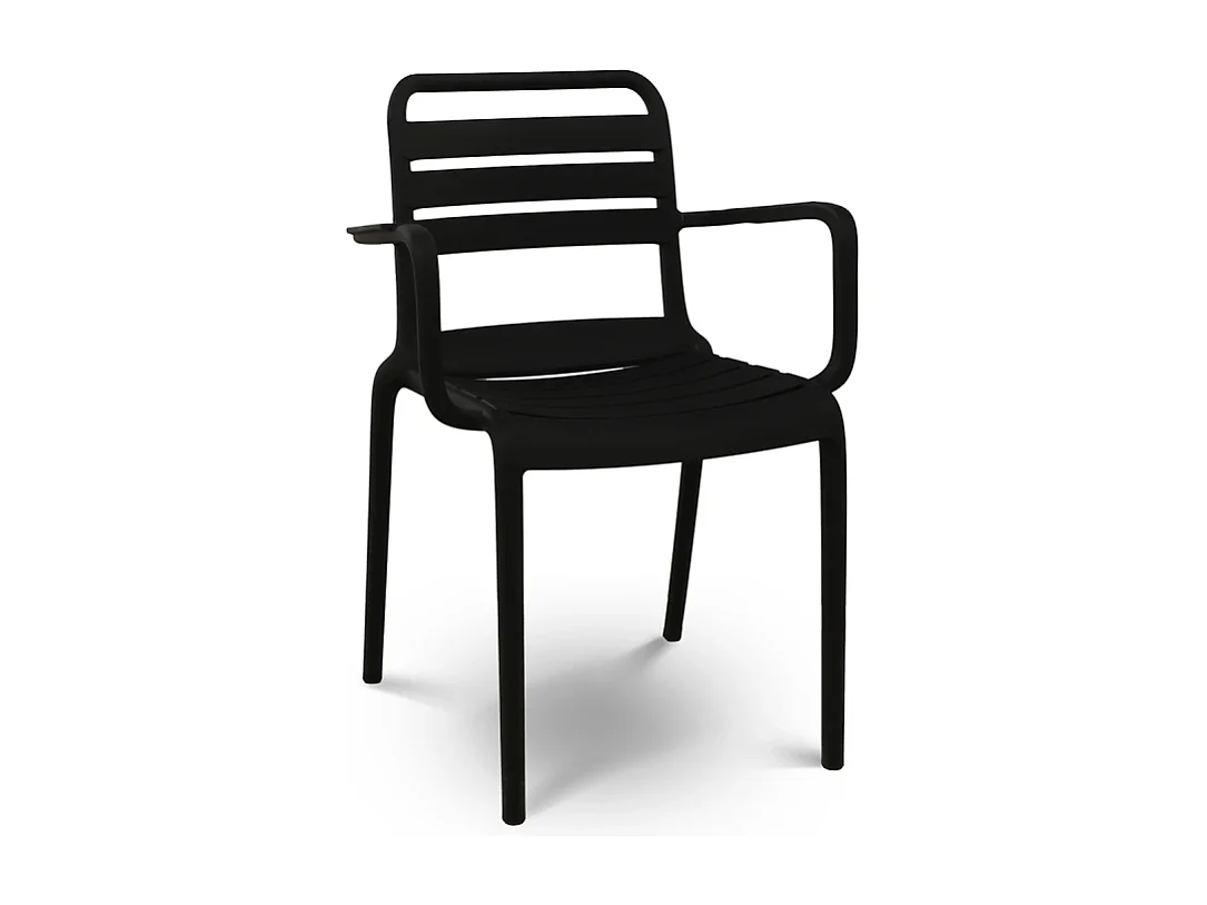 Chaise de jardin empilable PP noir Ambiance