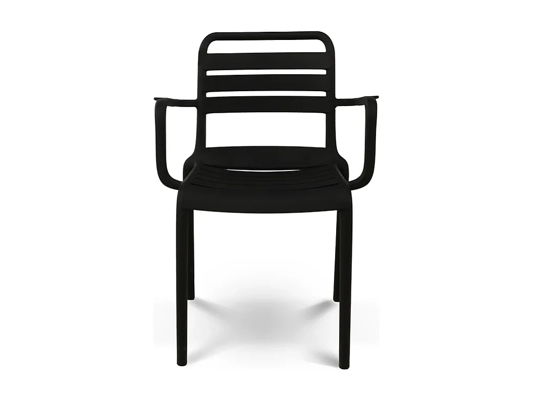 Chaise de jardin empilable PP noir Ambiance